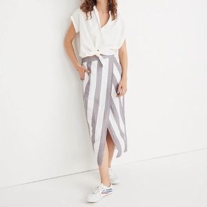 Madewell striped pull up wrap skirt